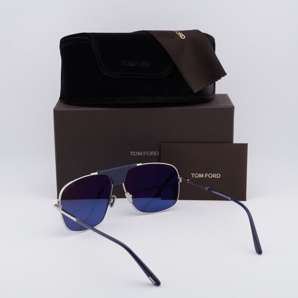 Tom Ford Tex FT1096 16V Aviator Sunglasses - Palladium/Blue - Picture 5 of 10